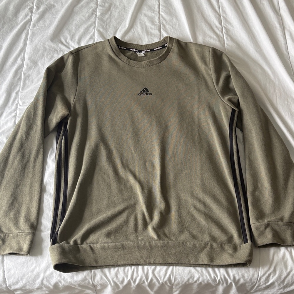 Adidas Men's Khaki Green Crewneck Sweater